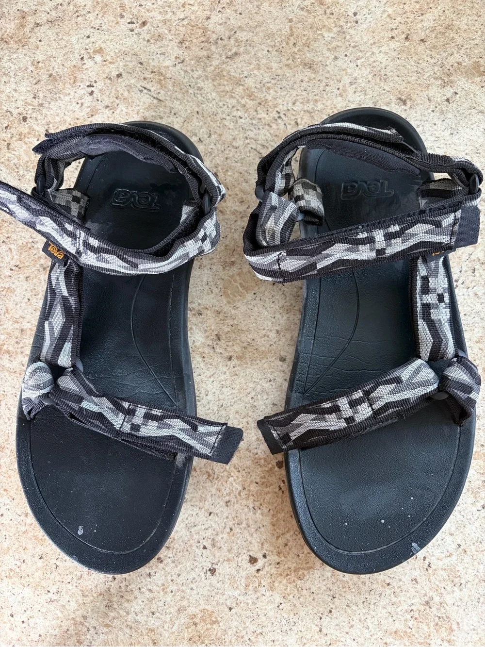 Teva Women's Black Sandals with Gray Patterned Straps